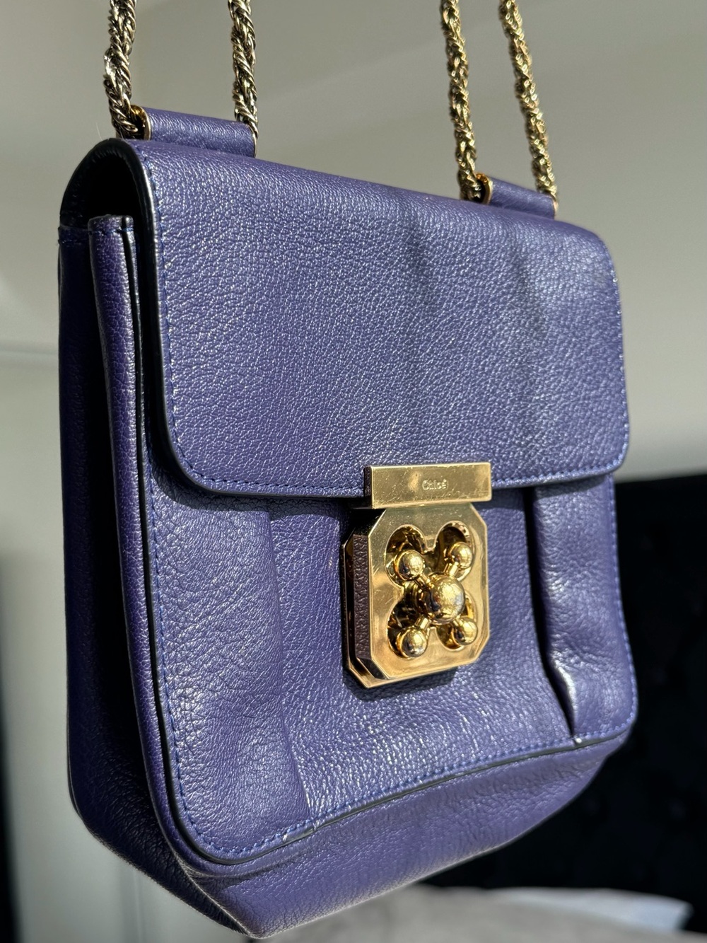 Authentic Chloe Small Purple Leather Bag with Gold Chain - Picture 5 of 15